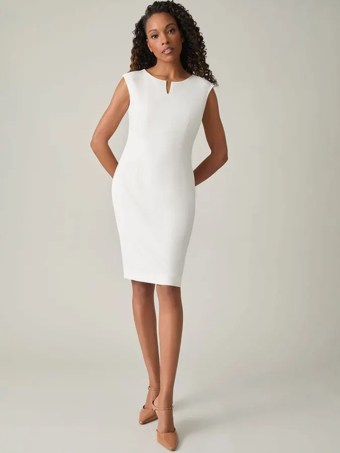 Sculpted White Sheath Dress