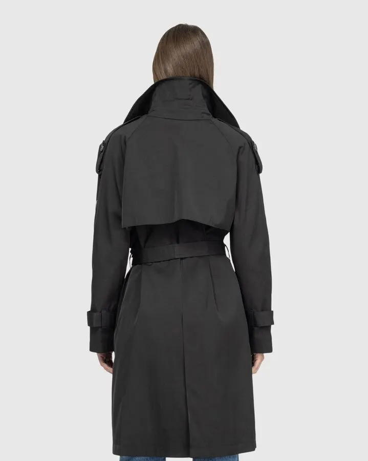 Noir Longline Belted Trench Jacket
