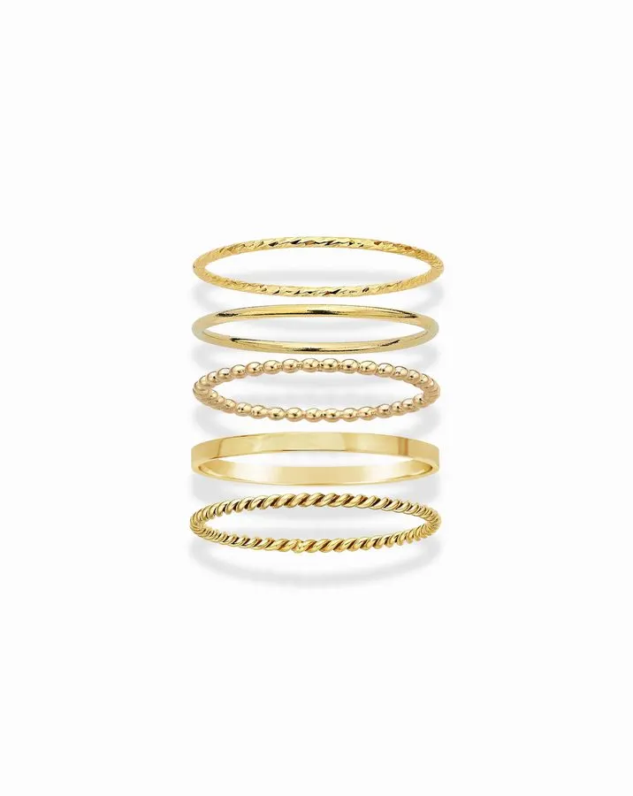 Studded Gold Stack (Set of 3)