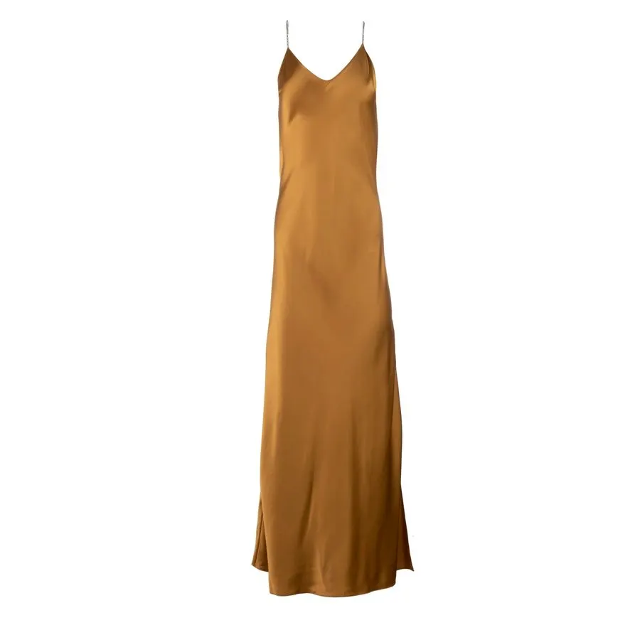 Bronze Satin Slip Dress