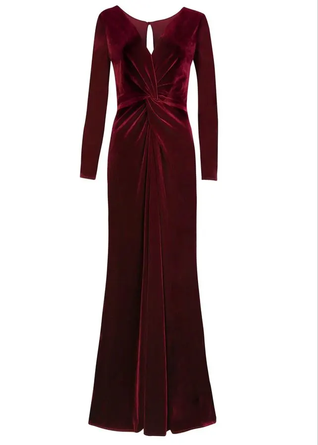 Bordeaux Velvet Column Gown