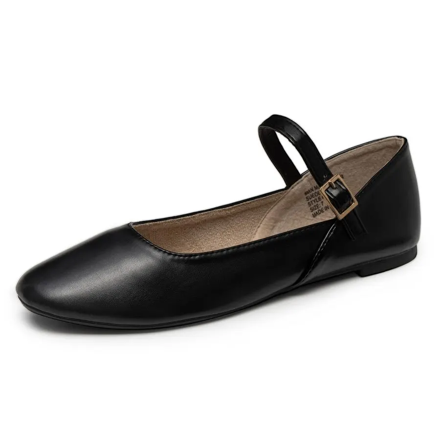 Leather Mary-Jane Ballet Flats
