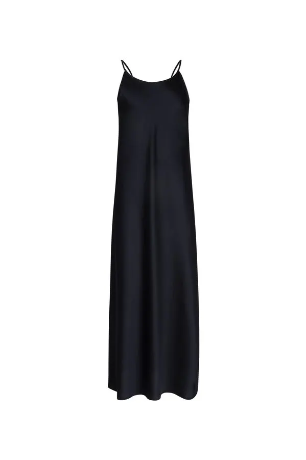 Obsidian Satin Slip Gown