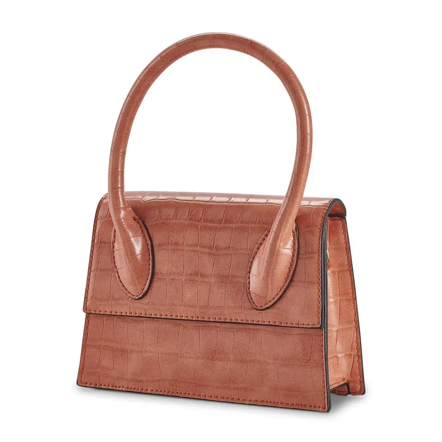 Cognac Leather Mini Satchel