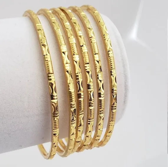 Ipsa Etched Gold Bangles