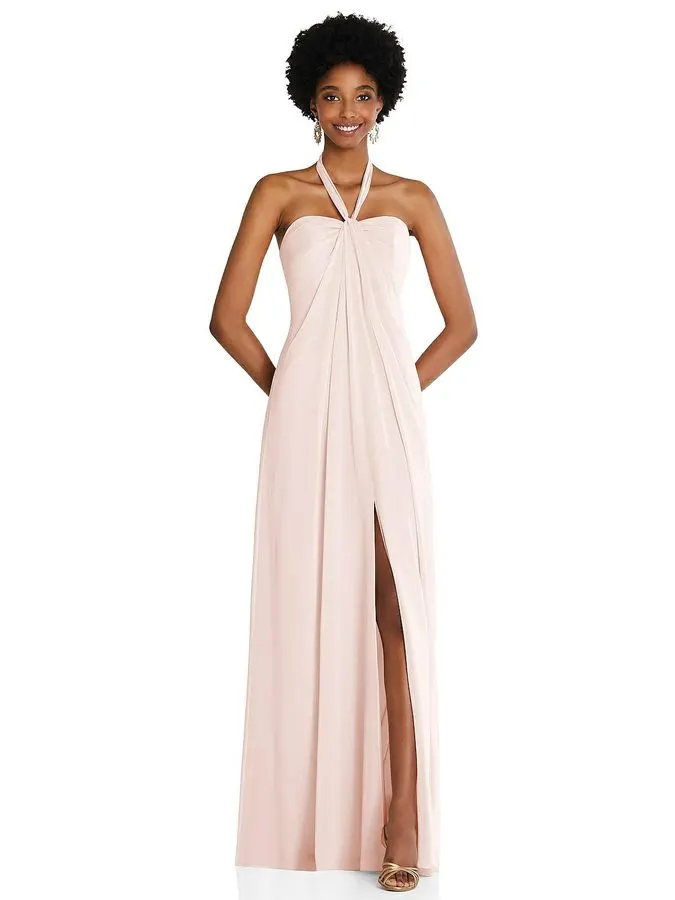Blush Draped Grecian Gown